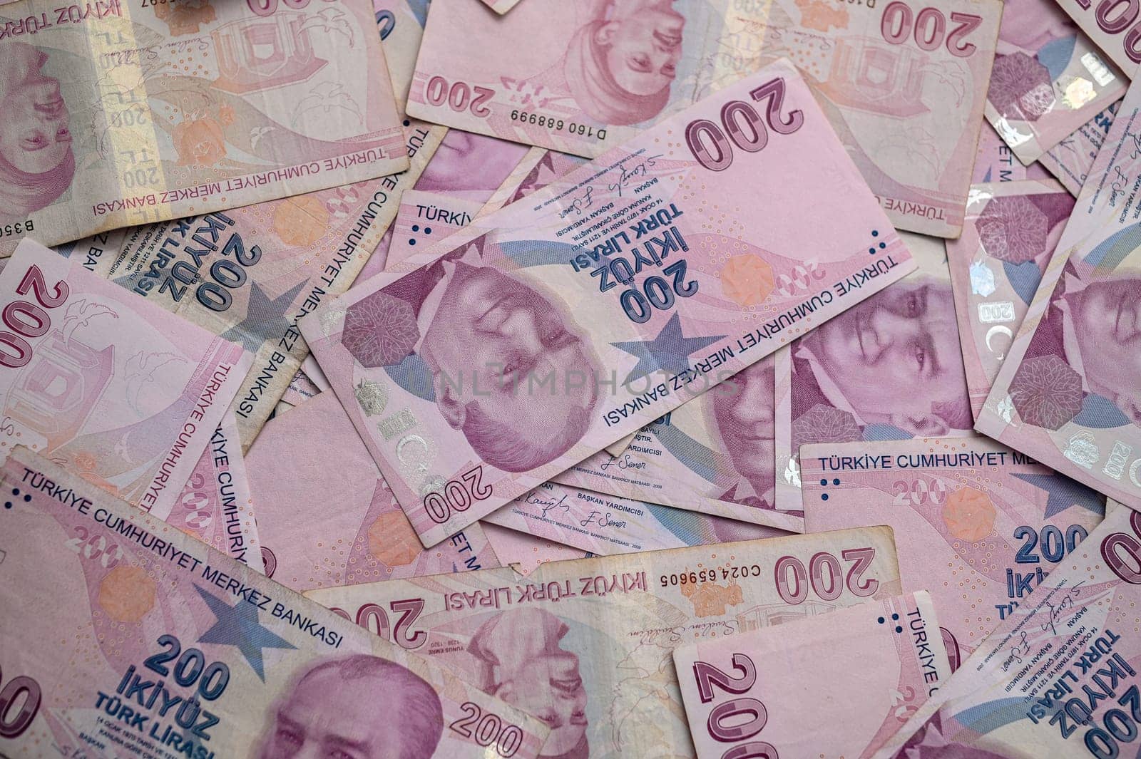 Turkish lira background. Turkish money. 200tl banknotes. Banner for the site, desktop wallpaper, space for copying text 3