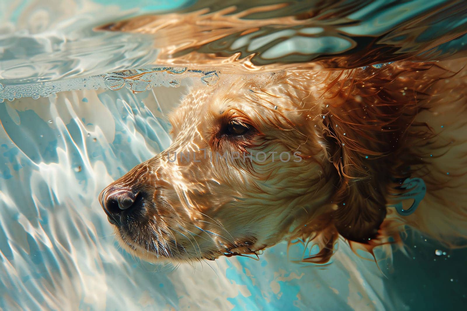cute little dog swimming in pool by Andelov13