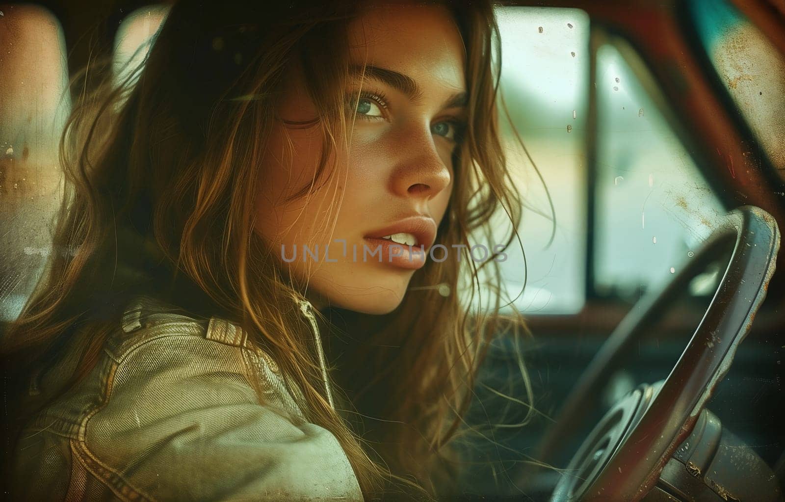 Young beautiful girl driver in the car by Andelov13