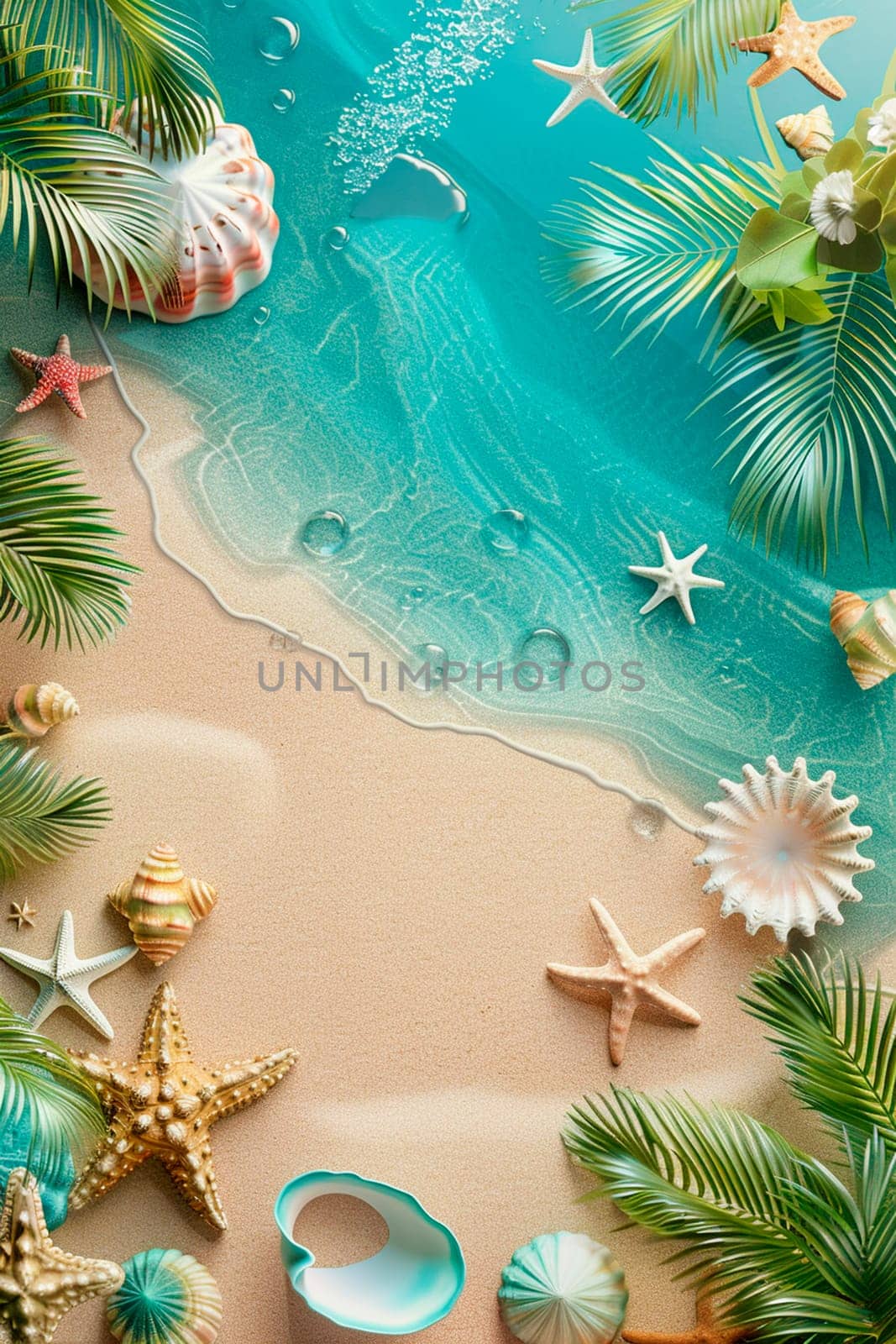 starfish and shells on the seashore. selective focus. by yanadjana