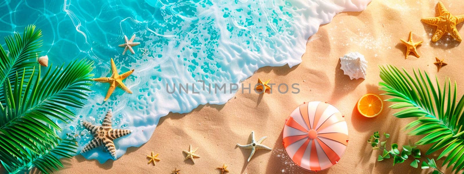 starfish and shells on the seashore. selective focus. nature.