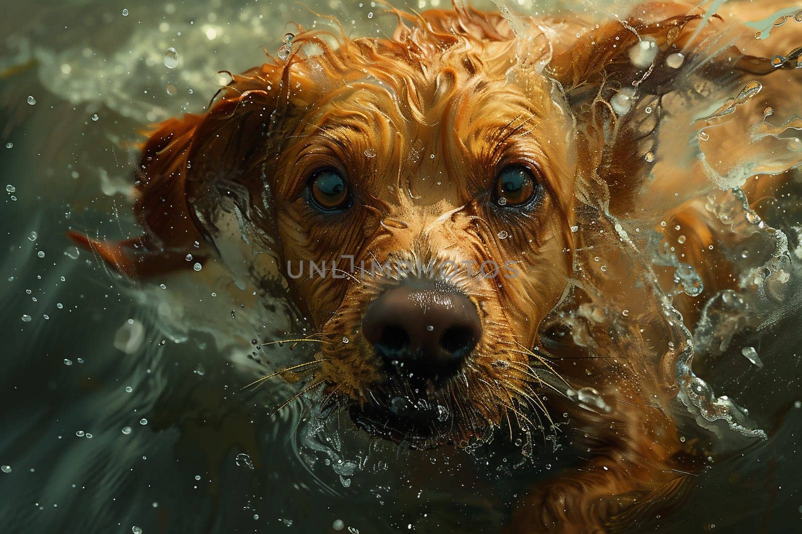 cute little dog swimming in pool. High quality photo