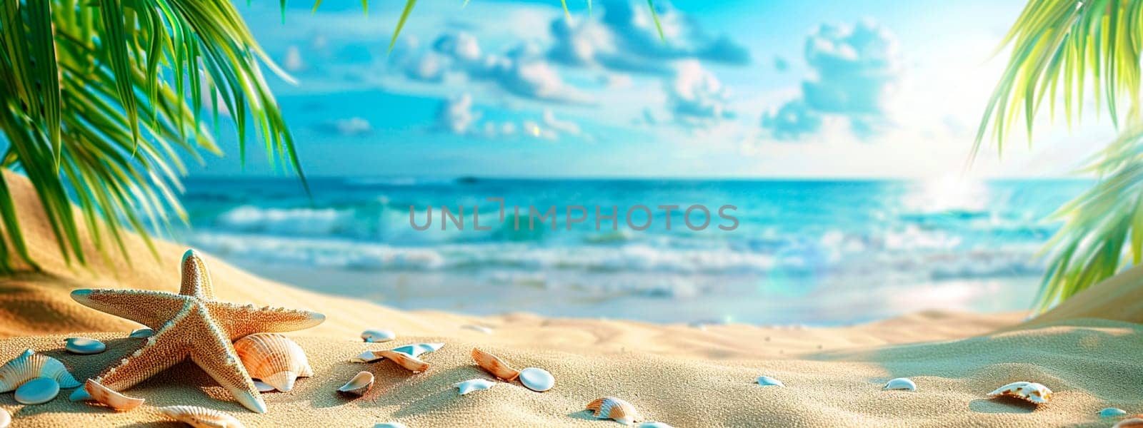 starfish and shells on the seashore. selective focus. nature.