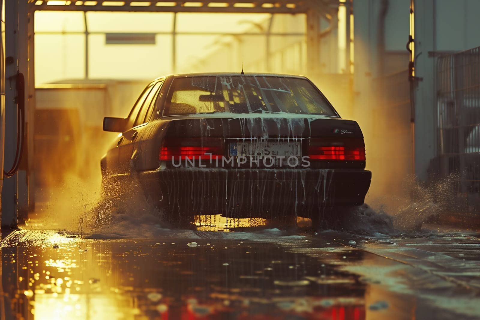 Automatic car wash in action. High quality photo