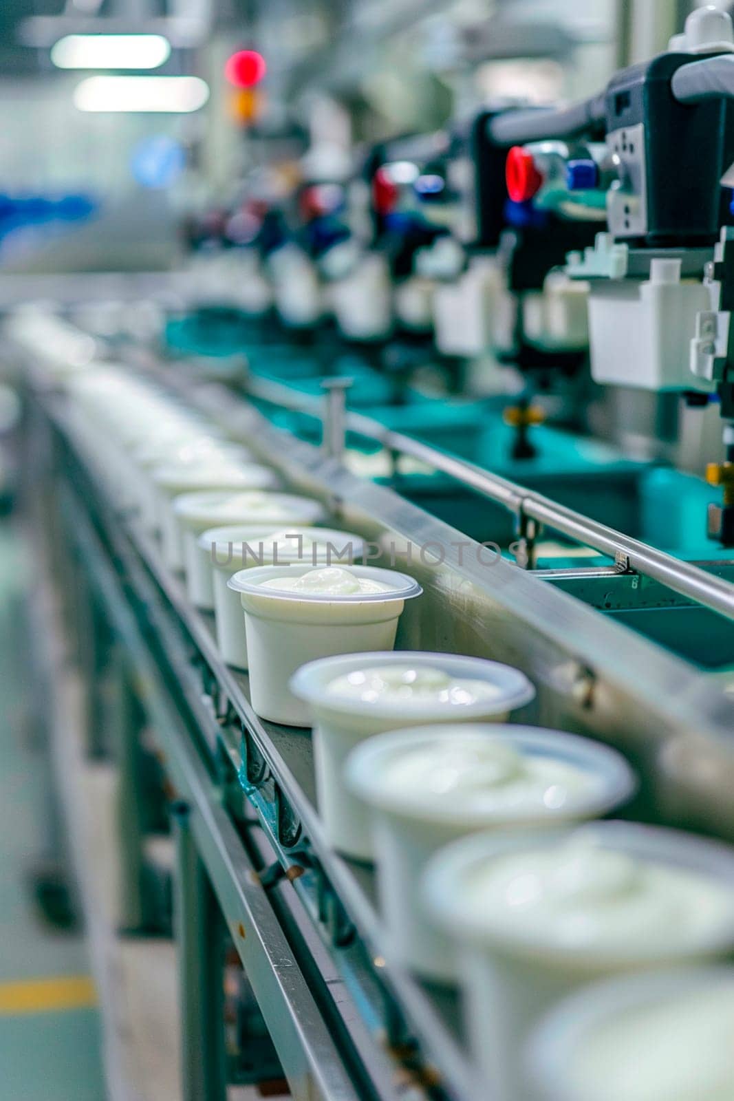 yogurt in the factory industry. selective focus. by yanadjana
