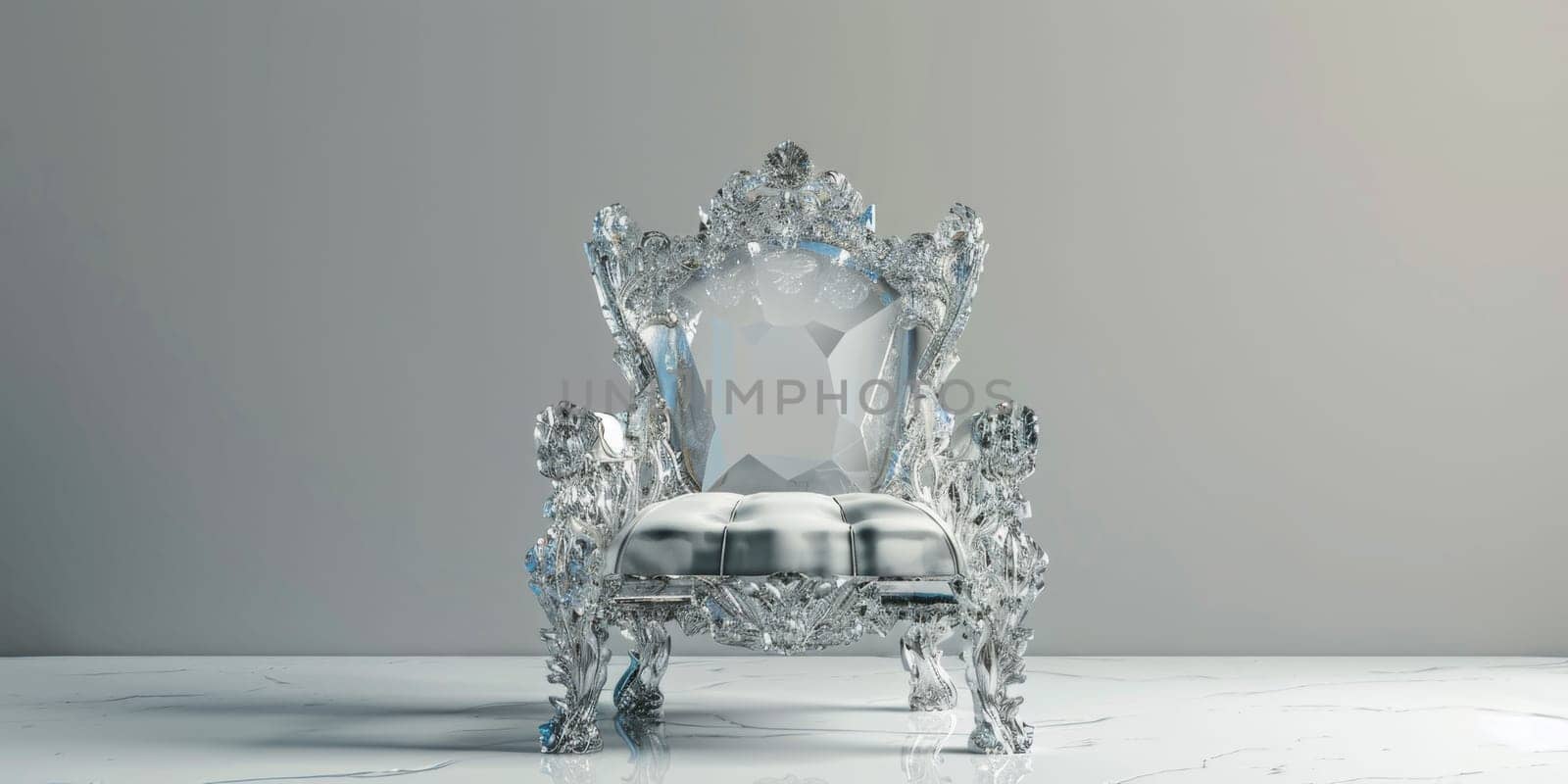Empty crystal throne isolated on the white and gray background by Kadula