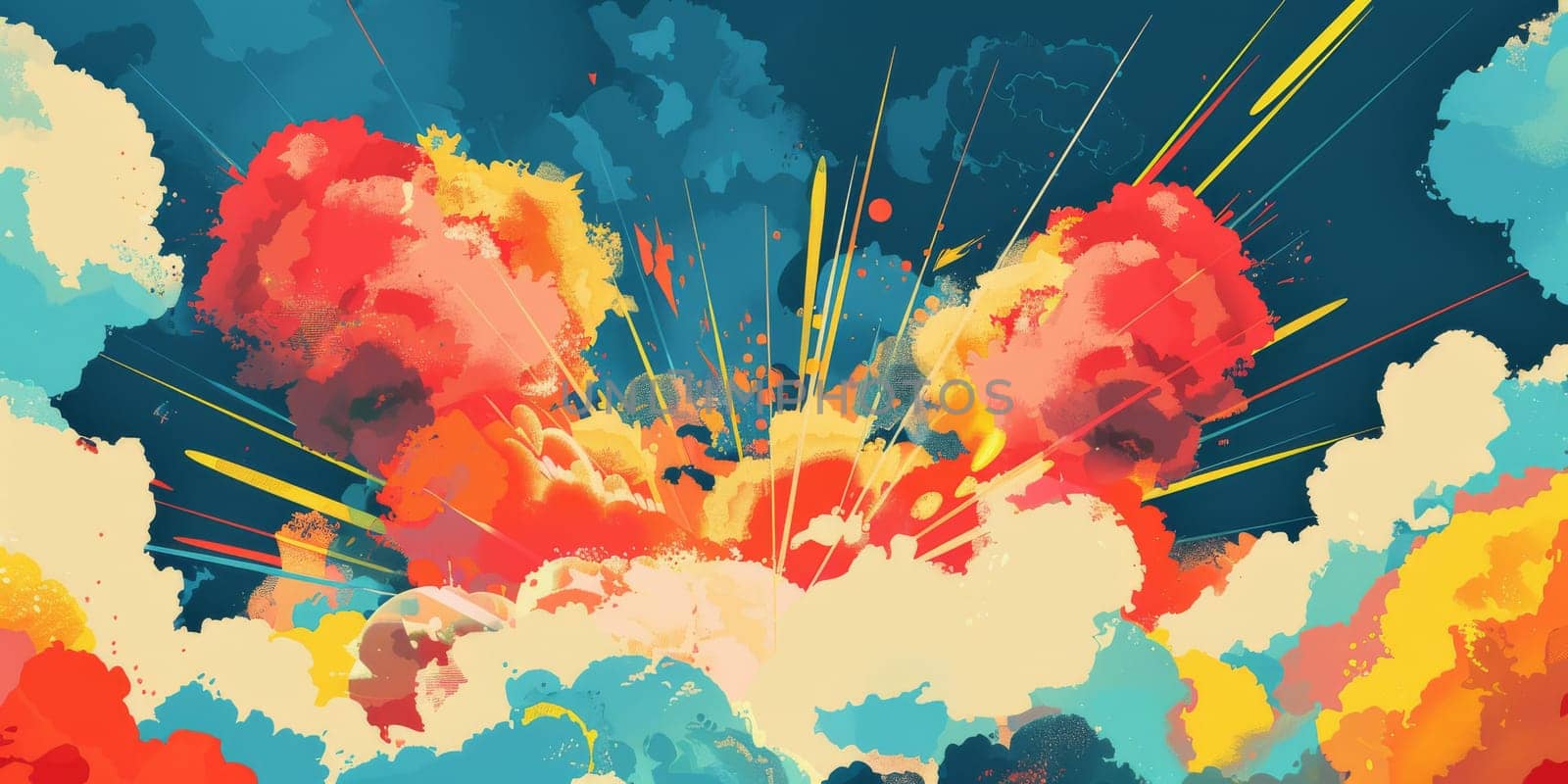 Cartoon bang, bang colorful explosion by Kadula