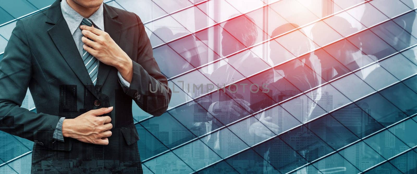 Double Exposure Image of Success Business People uds by biancoblue