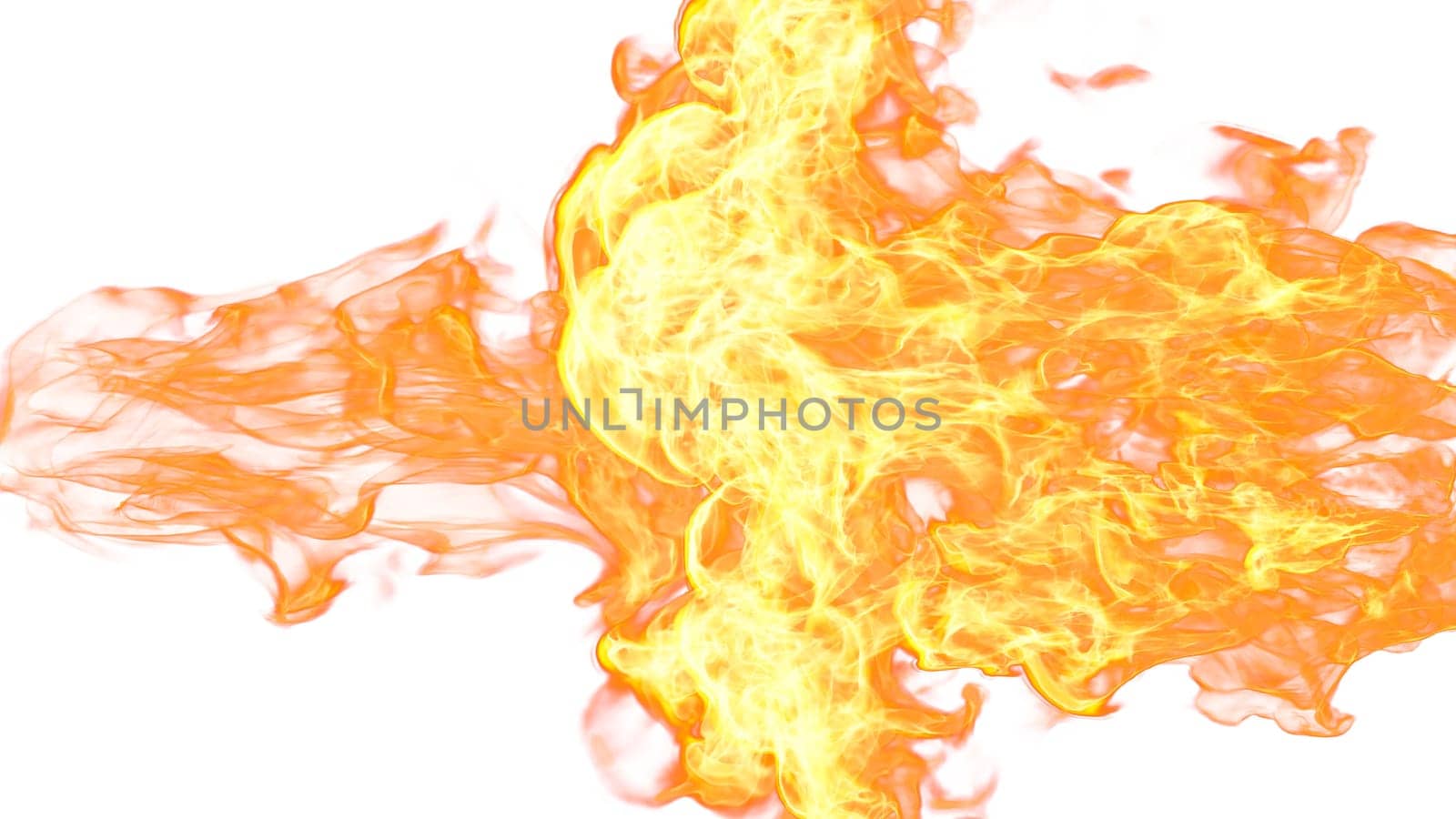 3d illustration. Tongues of flame collide from opposite sides on a white background. by mrwed54