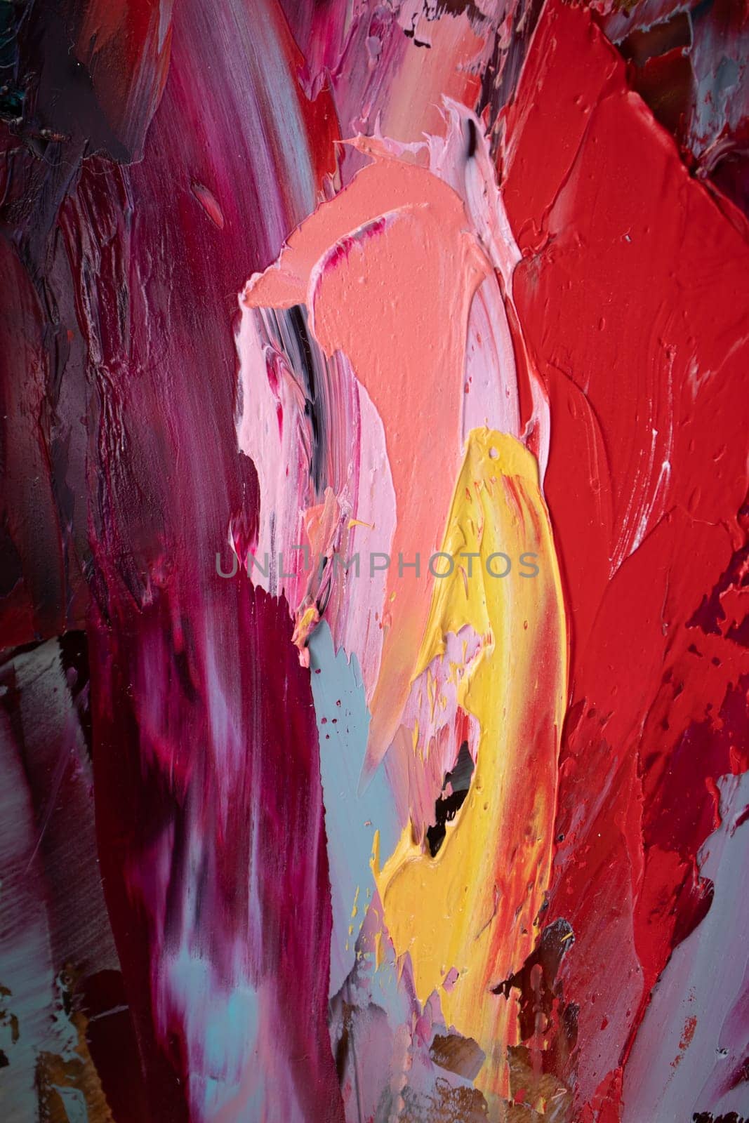 Fragment of multicolored texture painting. Abstract art background. oil on canvas. by MariDein