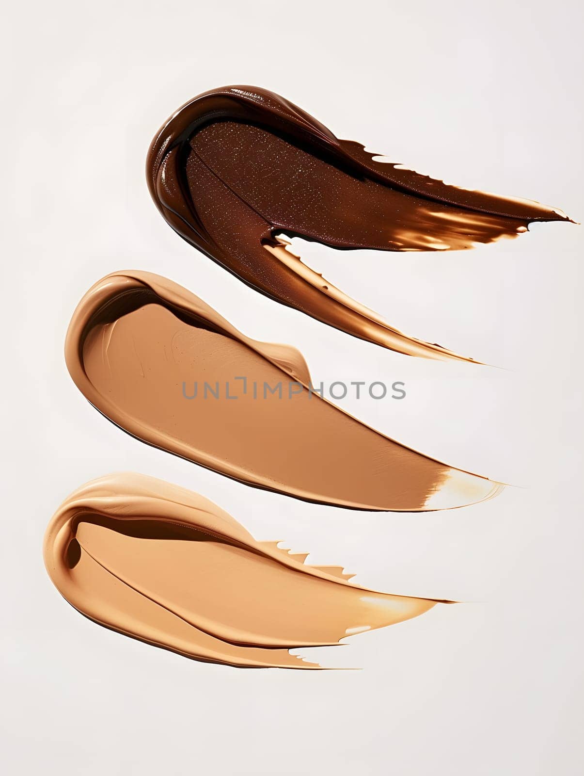 Three shades of foundation displayed against a white backdrop by Nadtochiy