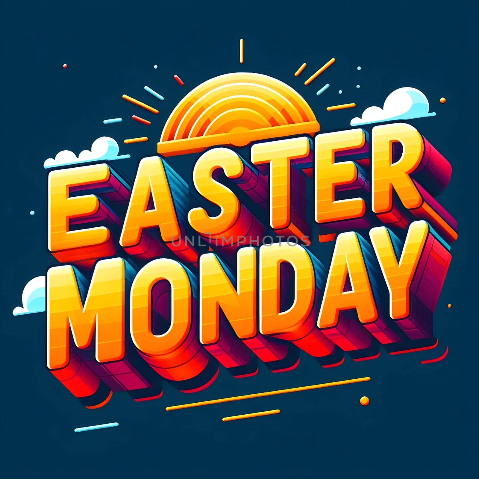 Easter Monday 3D text effect - Easter Monday cartoon style 3D premium template by Designlab