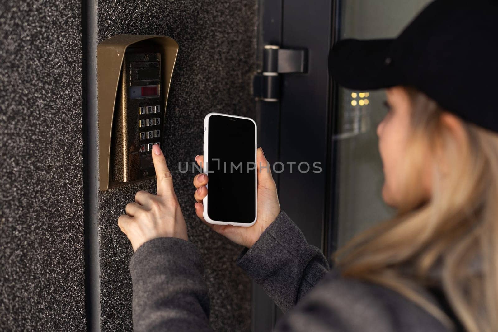 nfc's mobile phone use for open safety door. High quality photo