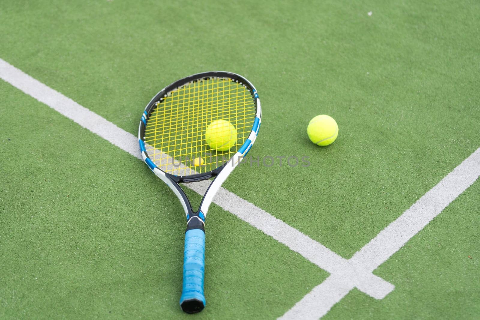 Tennis Court with ball and racket by Andelov13