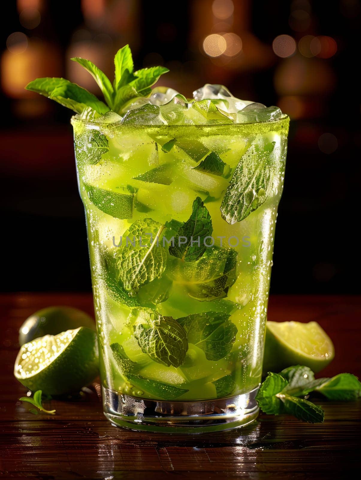Refreshing summer alcoholic cocktail mojito with ice, fresh mint and lime by NataliPopova