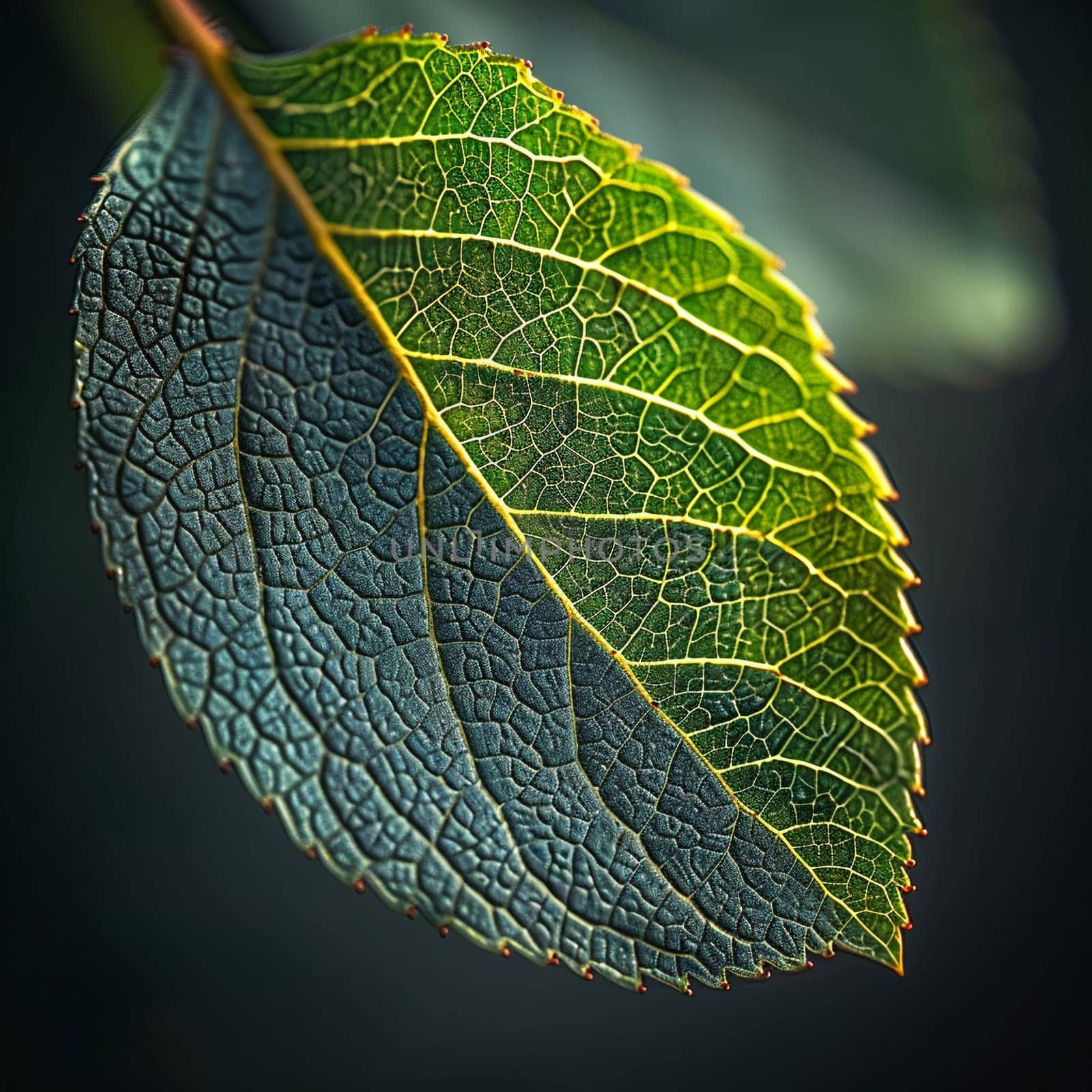 Close-up of a leaf with intricate vein patterns by Benzoix