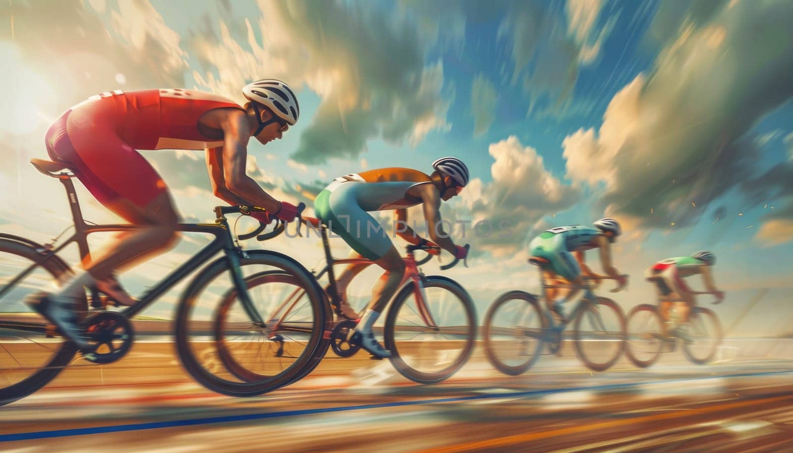 Bicycle track competition at the Summer by AI generated image.