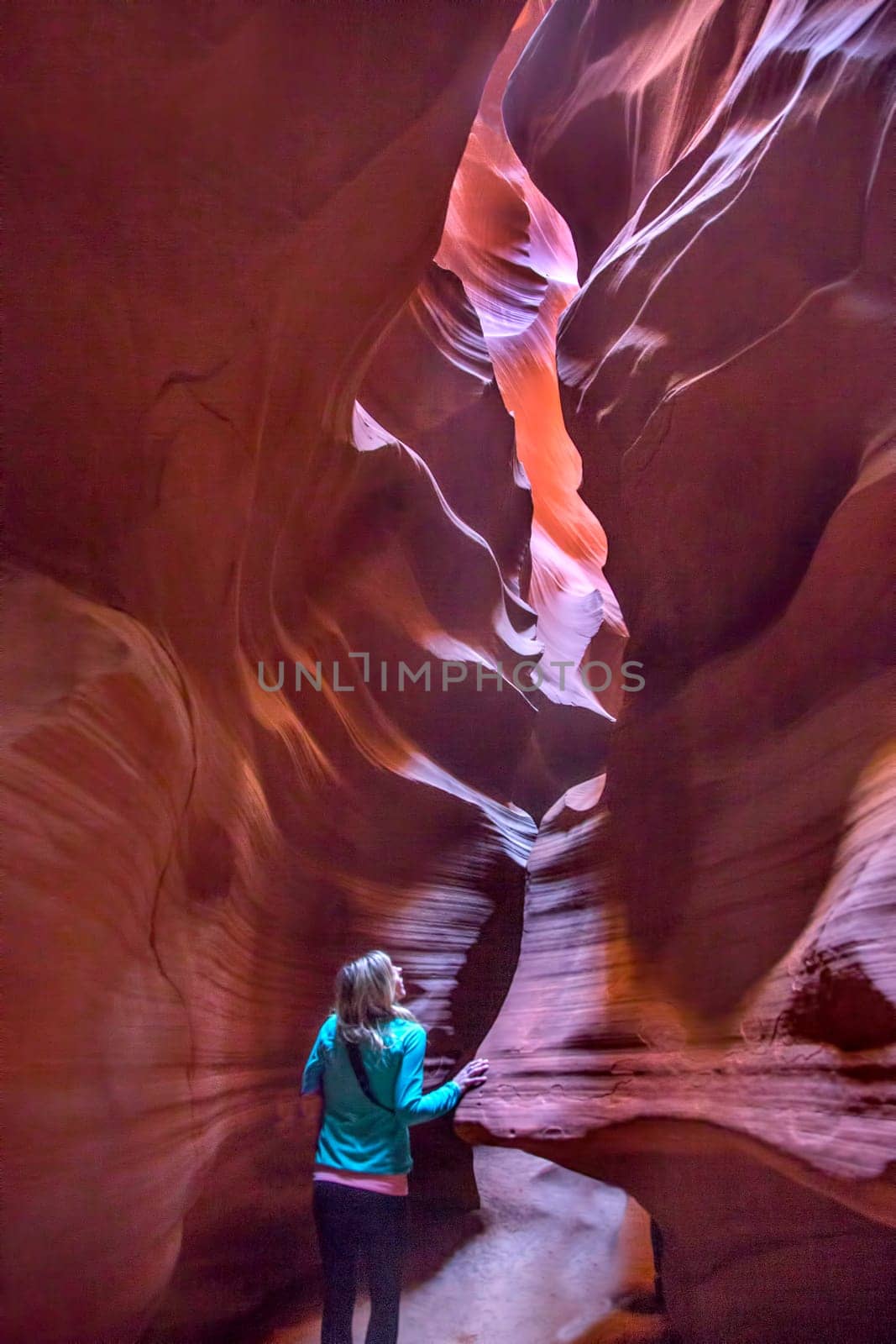 The colorful sandstone walls of Upper Antelope Canyon on the Navajo Tribal Land, Page Arizona