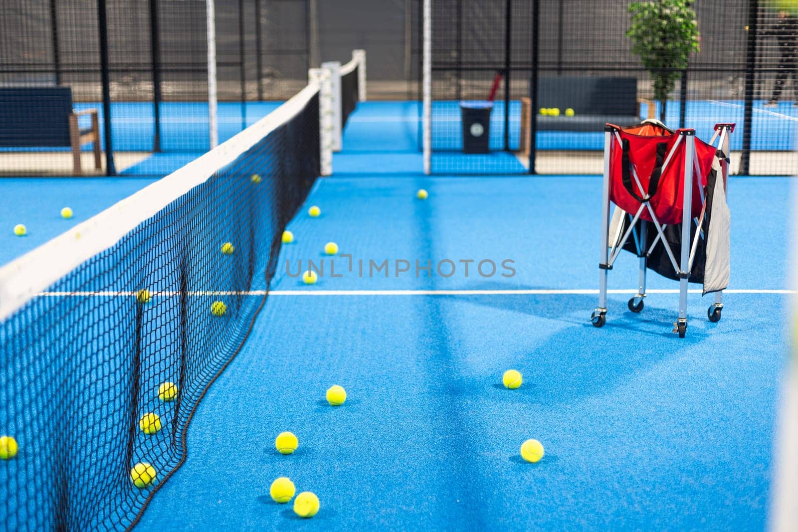 Tennis balls fall over on the tennis playground. High quality photo