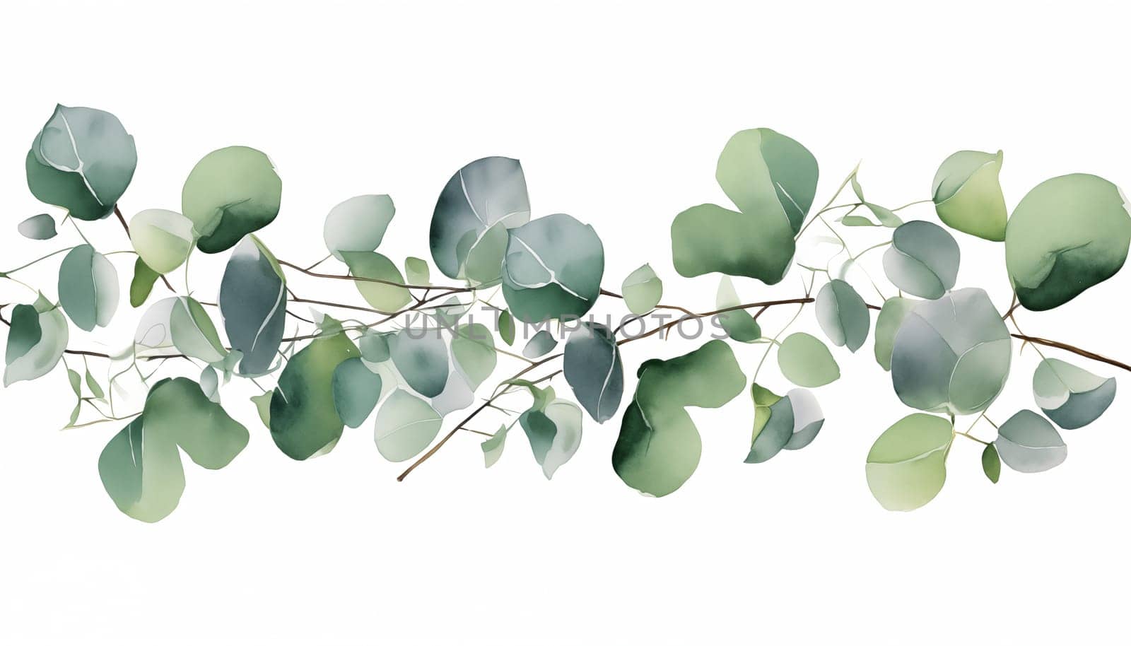 Watercolor green floral banner by Nadtochiy
