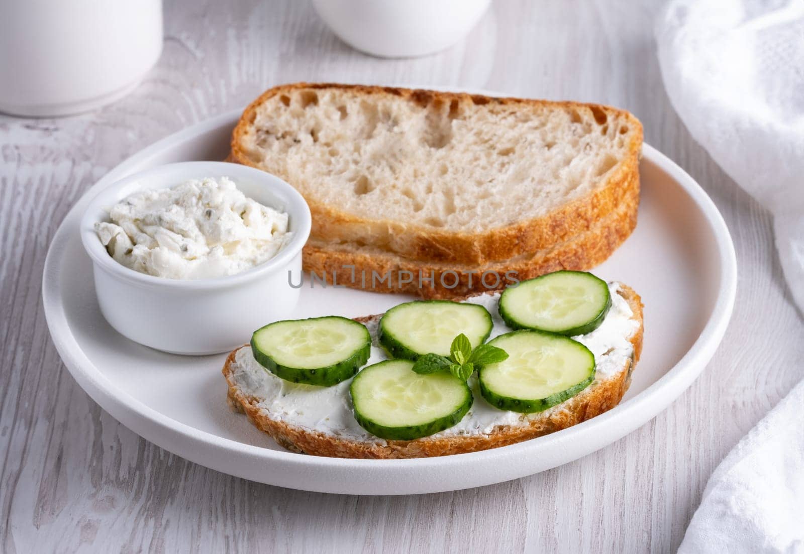 Olive bread with cottage cheese and cucumbers by NataliPopova