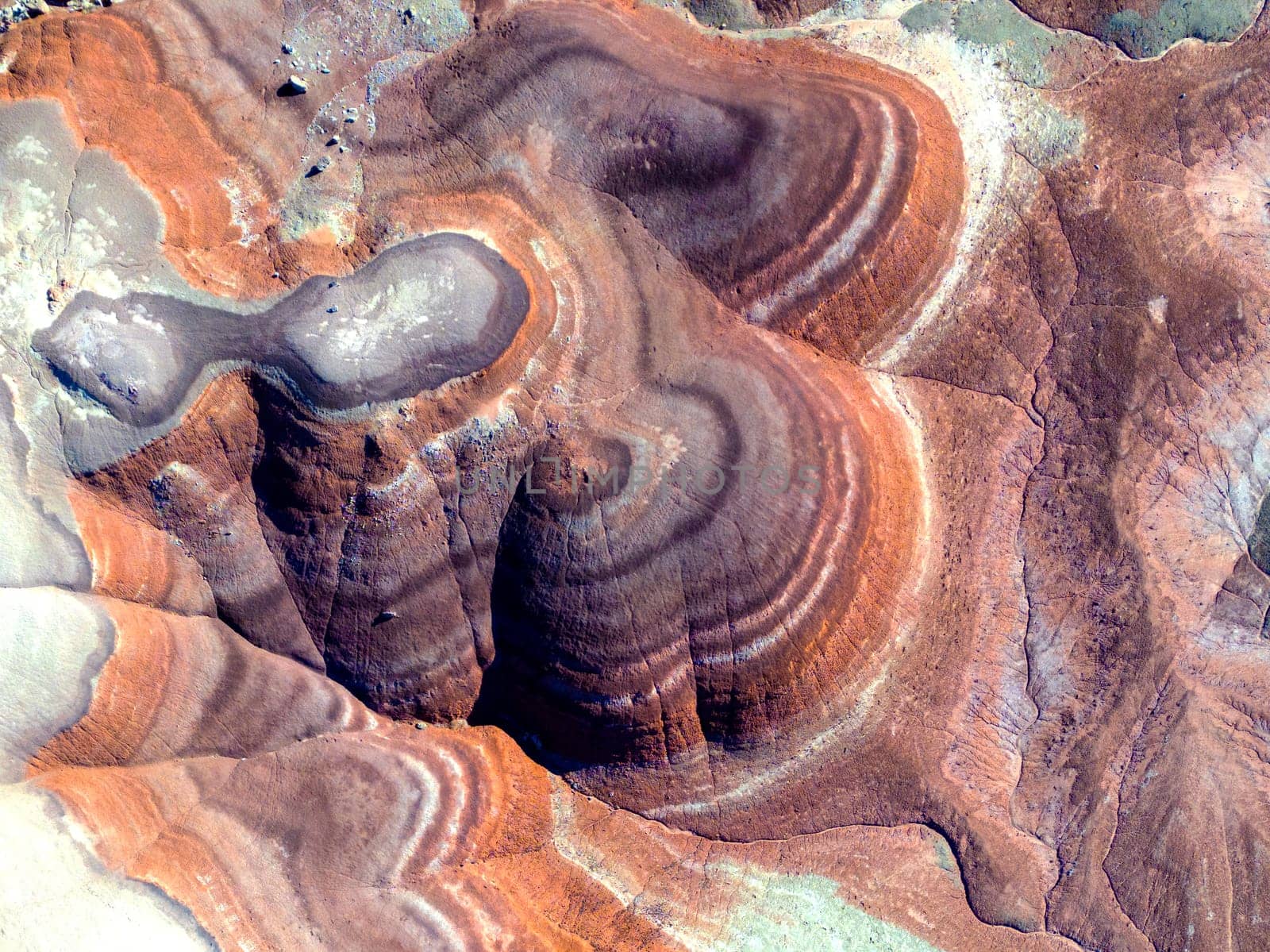 The Bentonite Hills near Hanksville, Utah, provide colorful and unusual geologic patterns in the landscape.