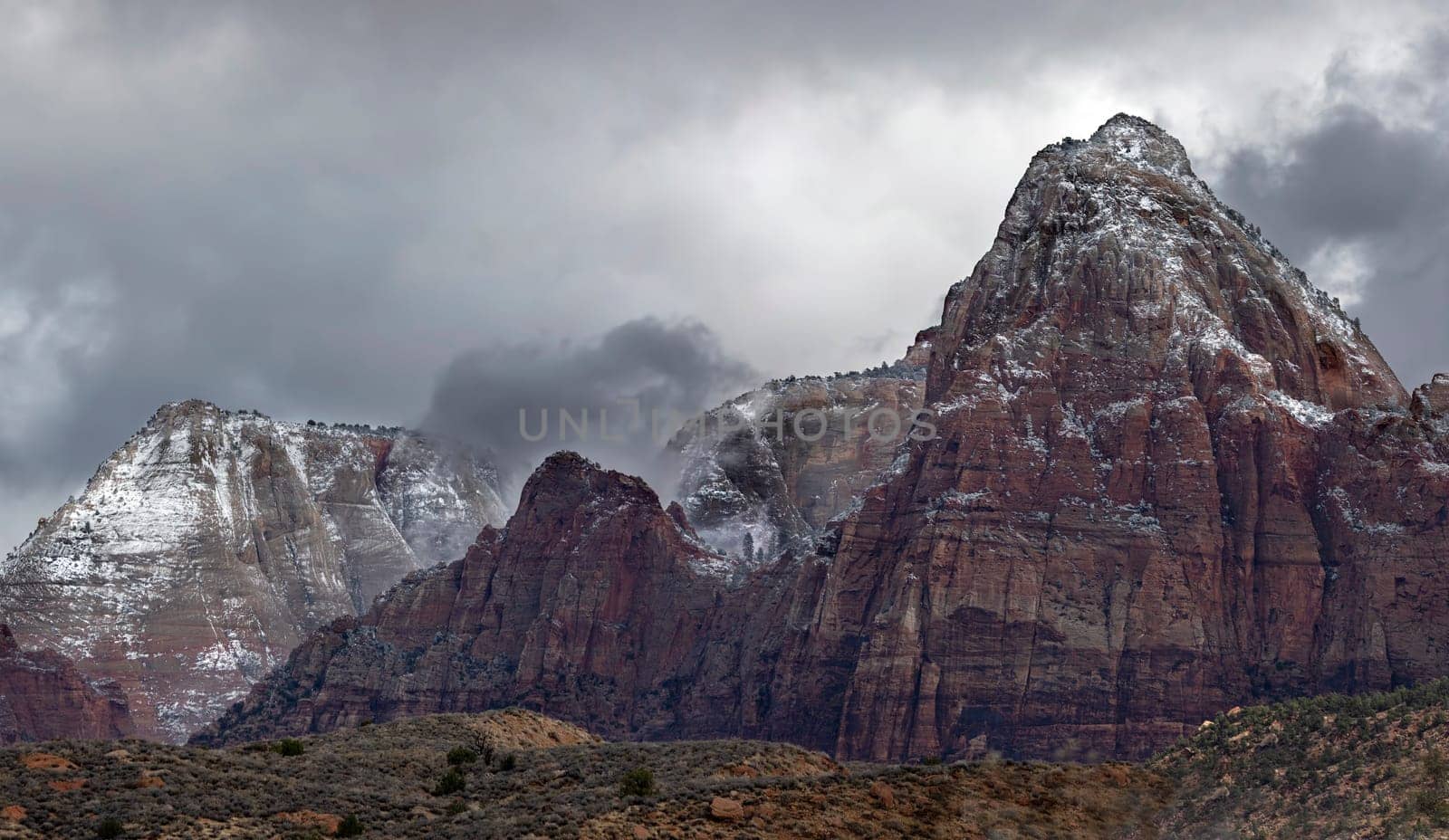 Early season snow has fallen at Zion National Park, Utah