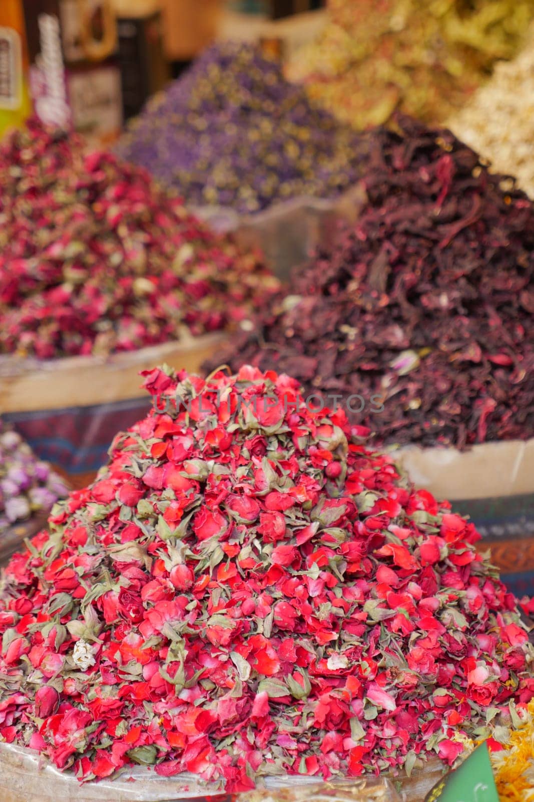 Dry roses tea, dried petals of rose Healing herbs herbal medicine
