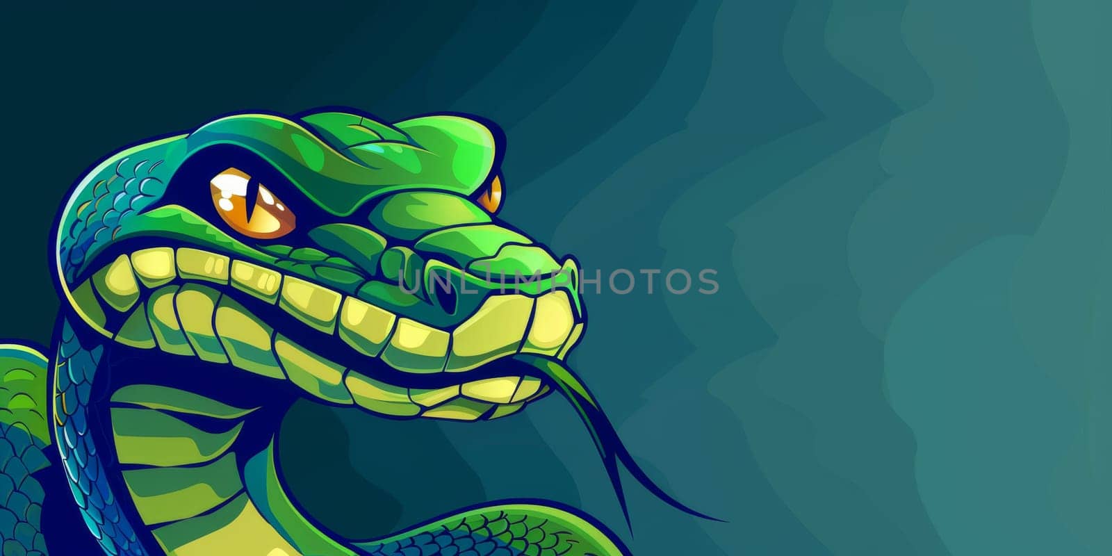 Venomous snake isolated on a copy space background
