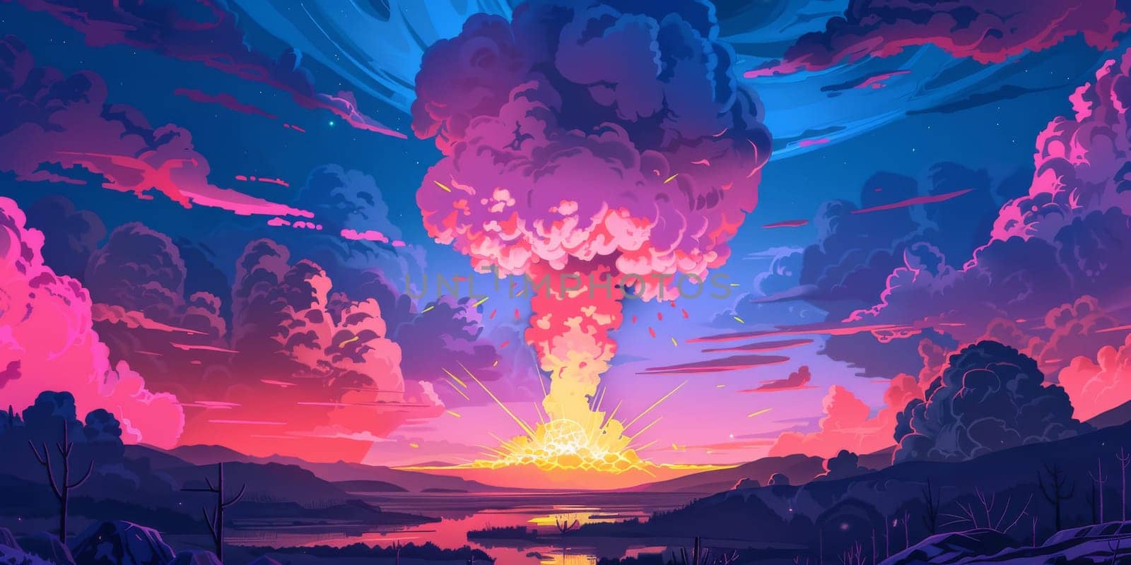Atomic explosion with radioactive cloud, nuclear danger by Kadula
