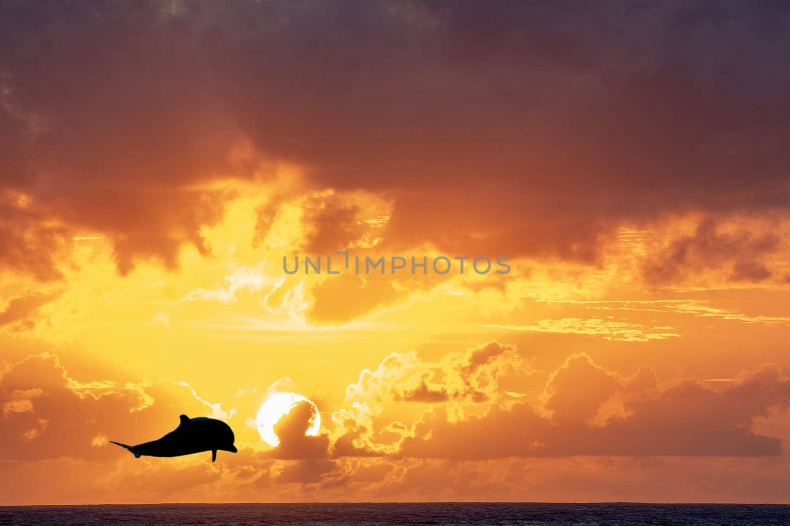 Wonderful sunset in french polynesia landscape