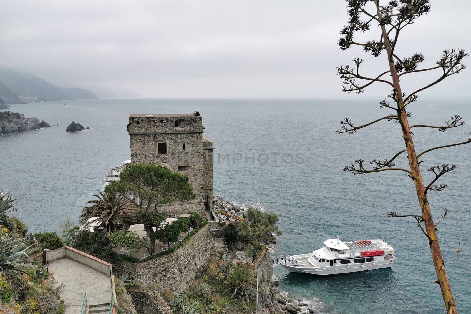 Pictoresque village of cinque terre italy aerial view panorama