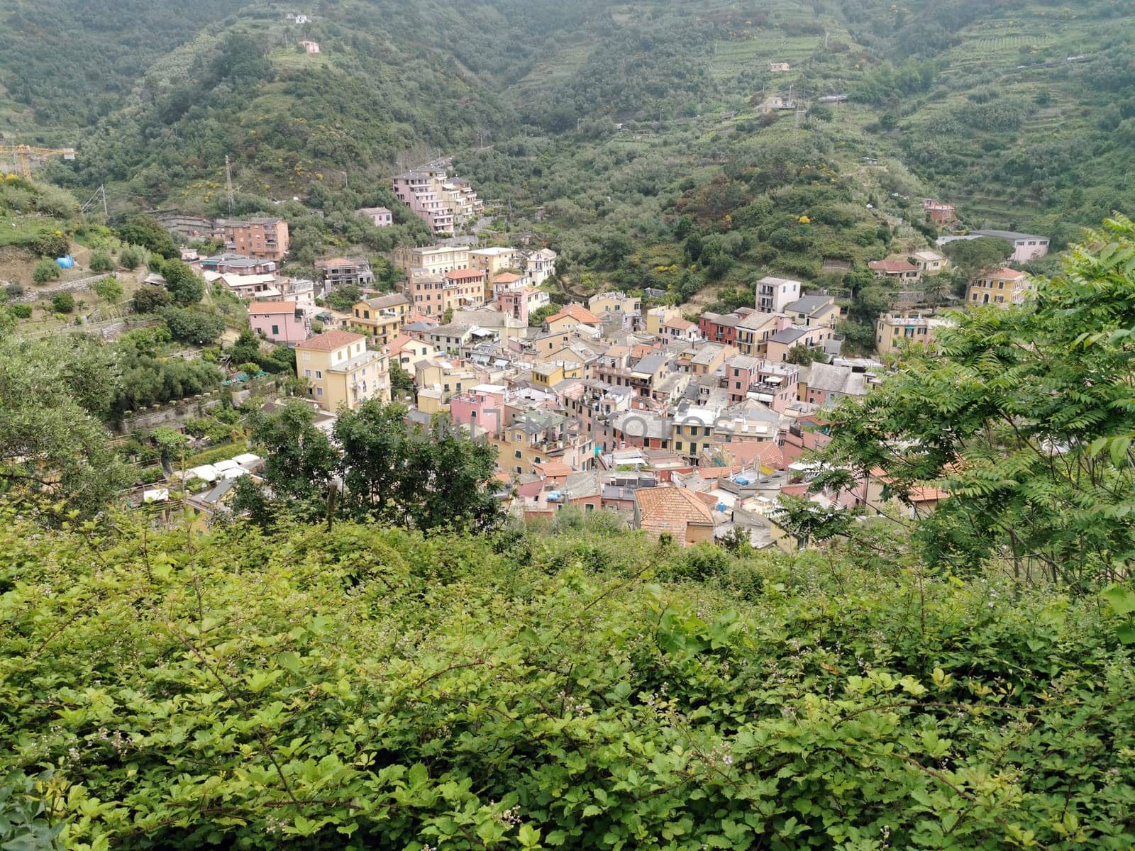Pictoresque village of cinque terre italy aerial view panorama