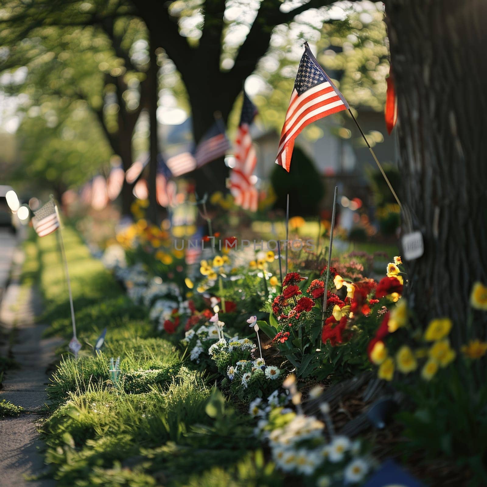 flowers and flags , memorial day. ai generated by Desperada