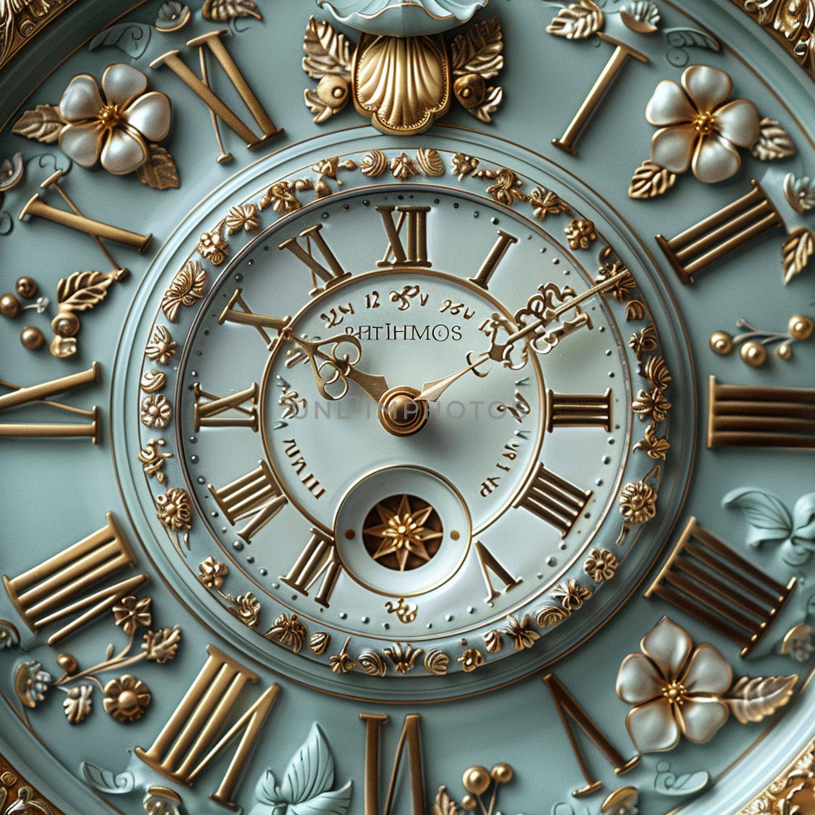 Ornate clock face close-up, representing time and history.