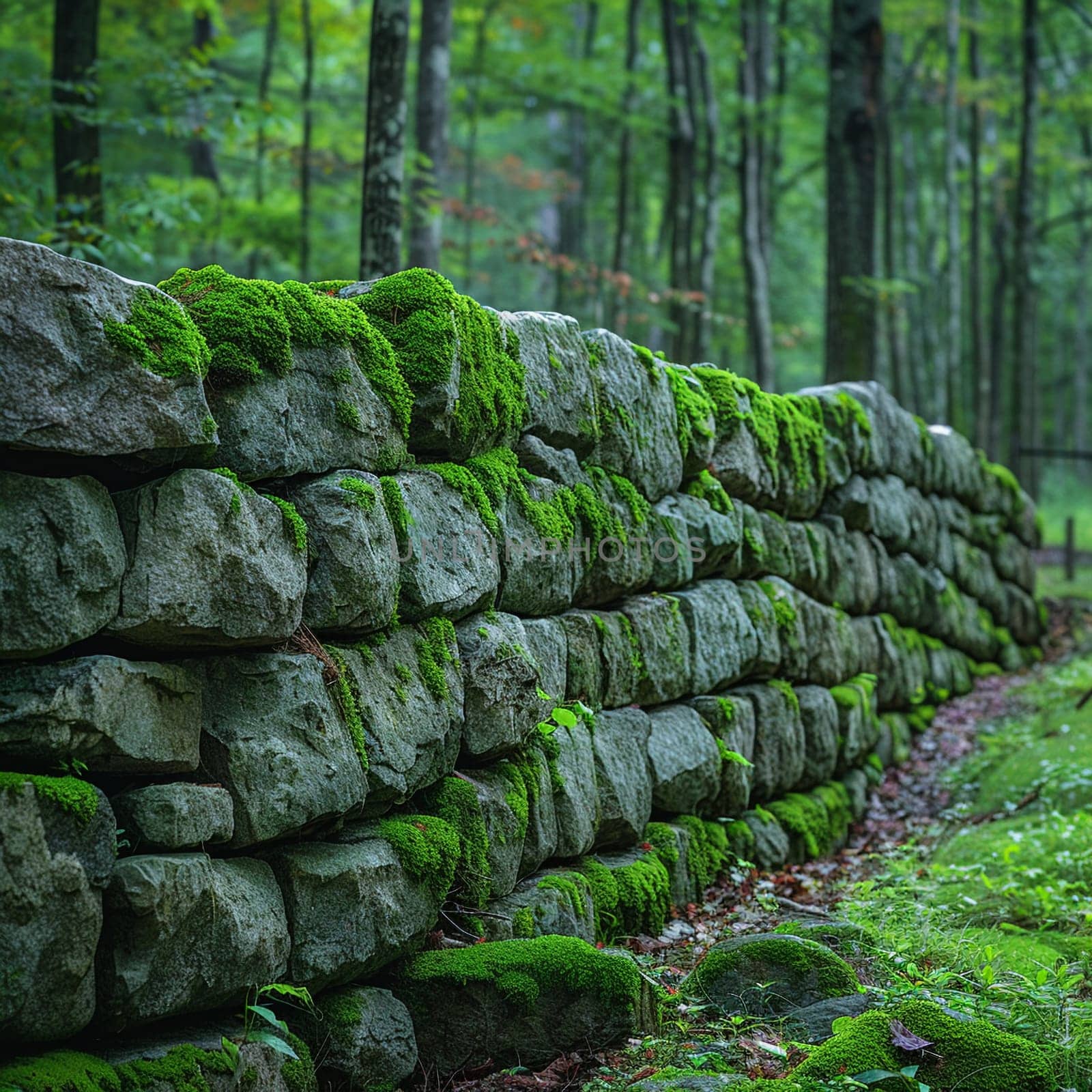Moss-covered stone wall by Benzoix