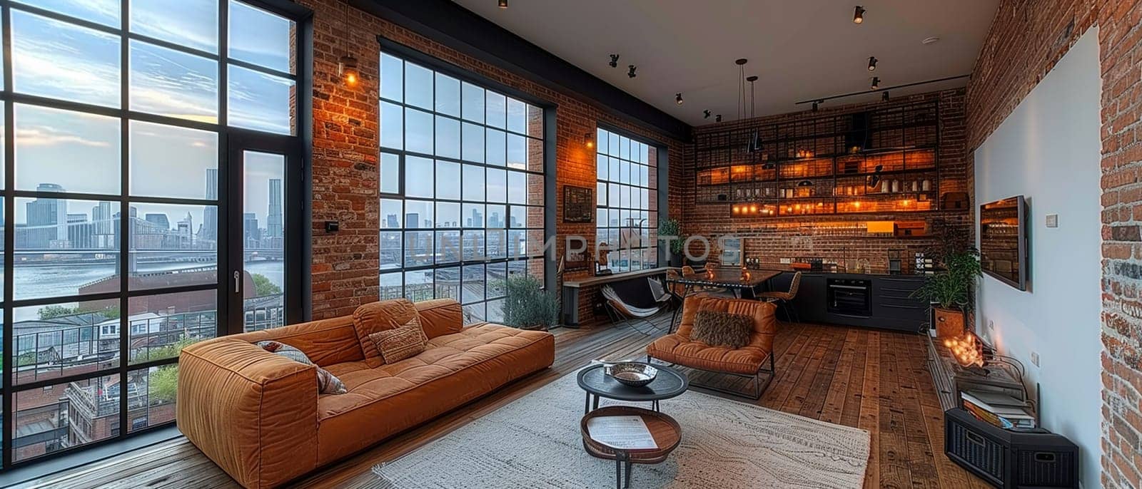 Chic Urban Loft with Exposed Brick and Industrial Features, loft living urban style.