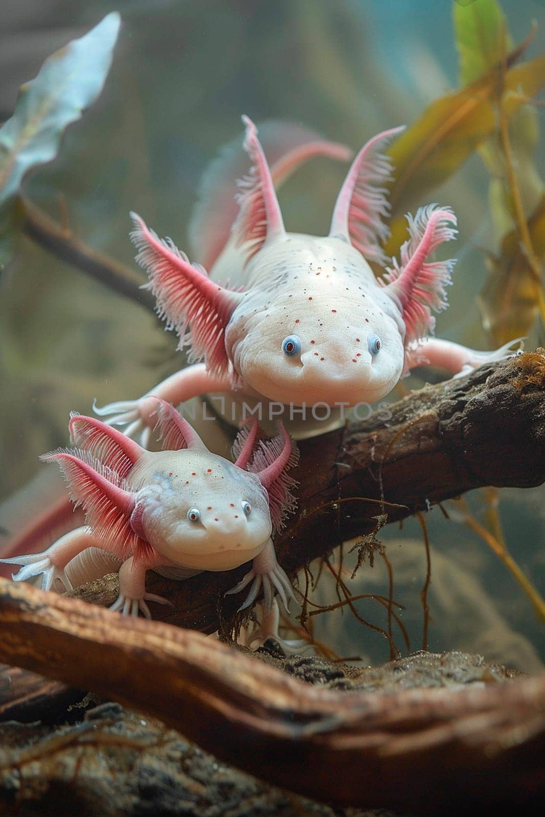 axolotl in an aquarium. Selective focus. nature.