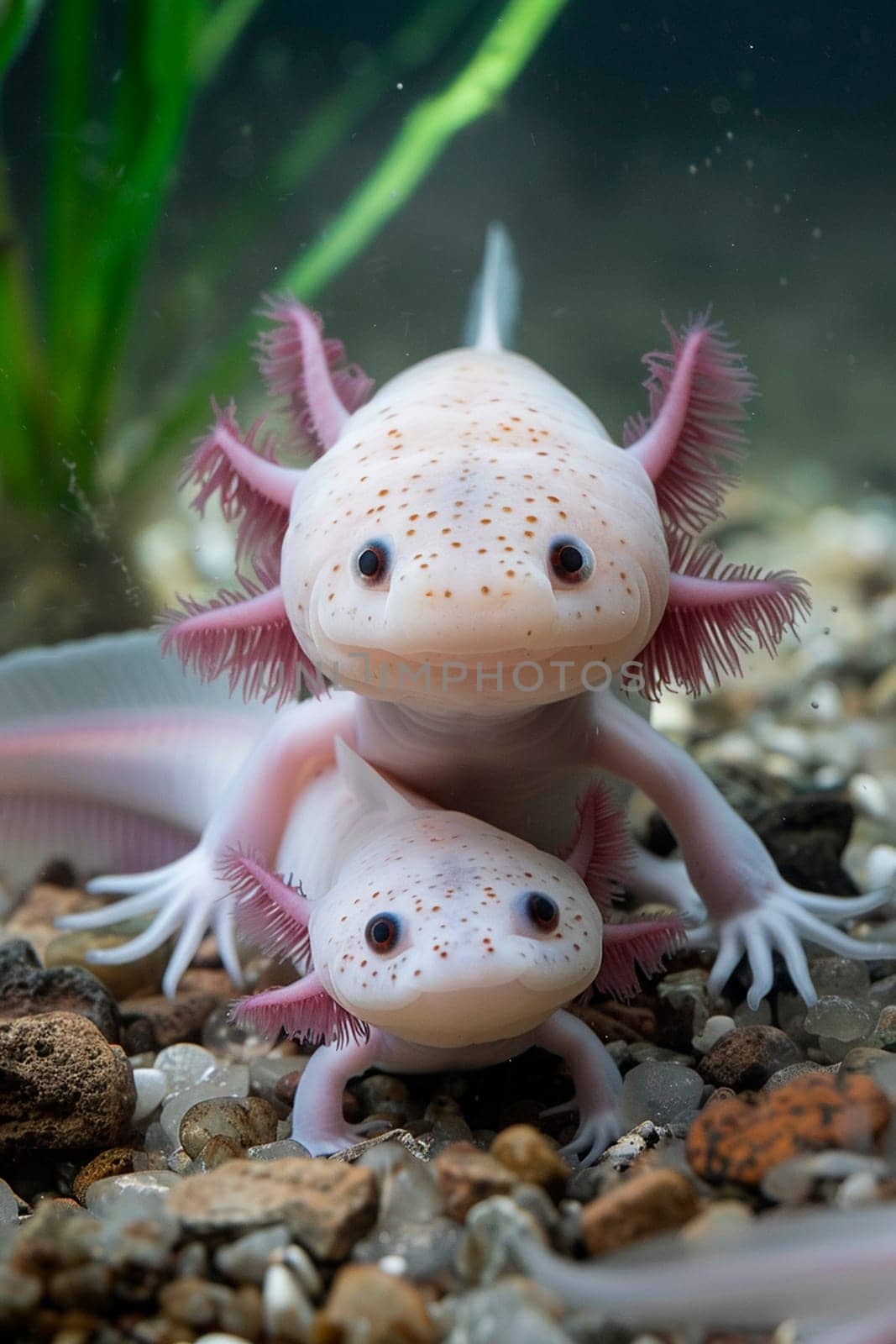 axolotl in an aquarium. Selective focus. nature.