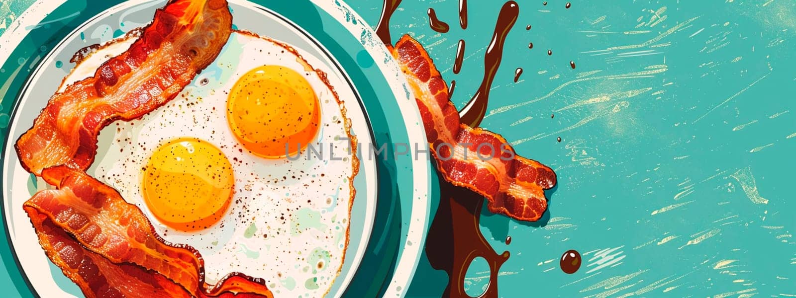 eggs and bacon on a plate. Selective focus. by yanadjana
