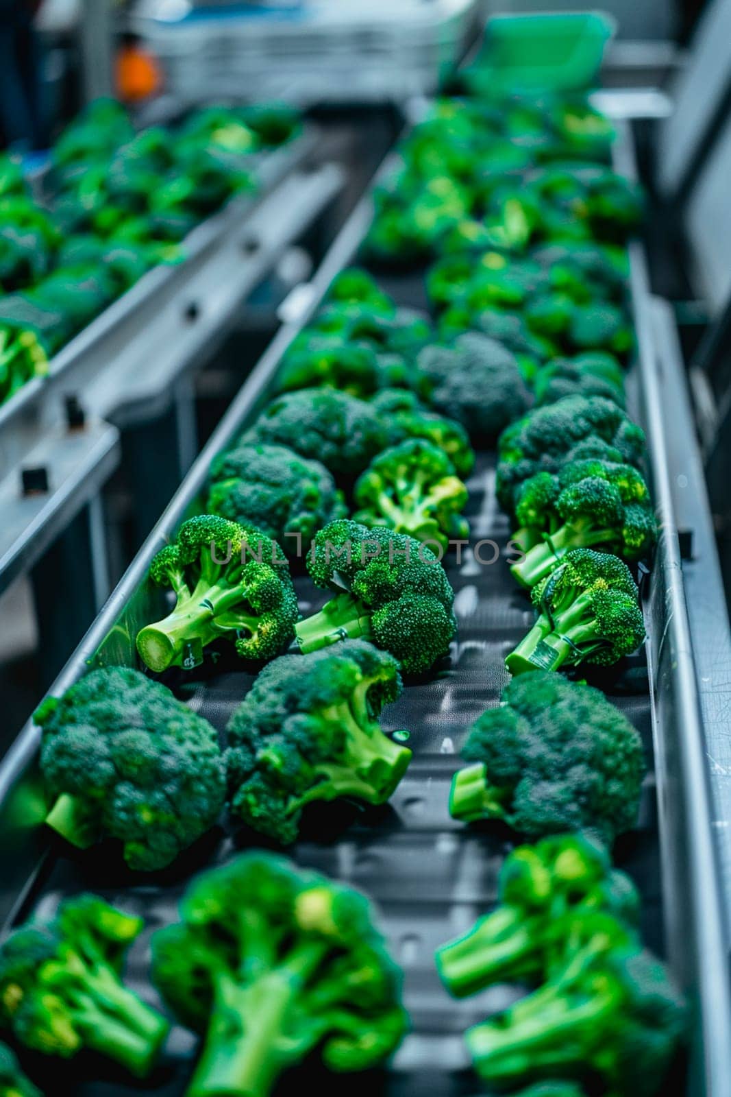 broccoli in the factory industry. Selective focus. food.