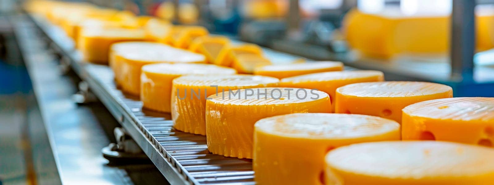 cheese in the factory industry. Selective focus. food.