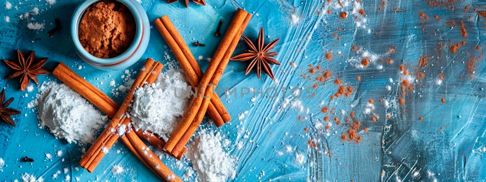 cinnamon flour and anise for baking. Selective focus. by yanadjana