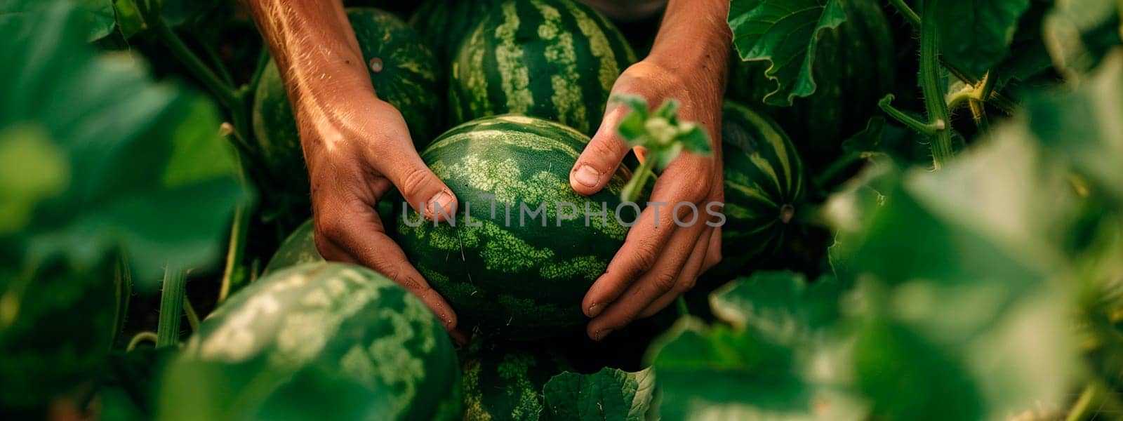 watermelon harvest on the field. Selective focus. by yanadjana