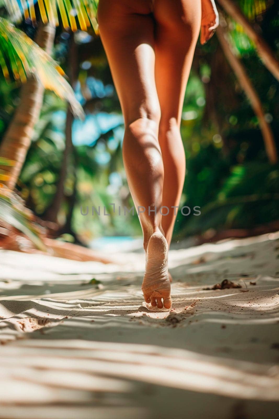 legs of a girl on the beach. Selective focus. people.