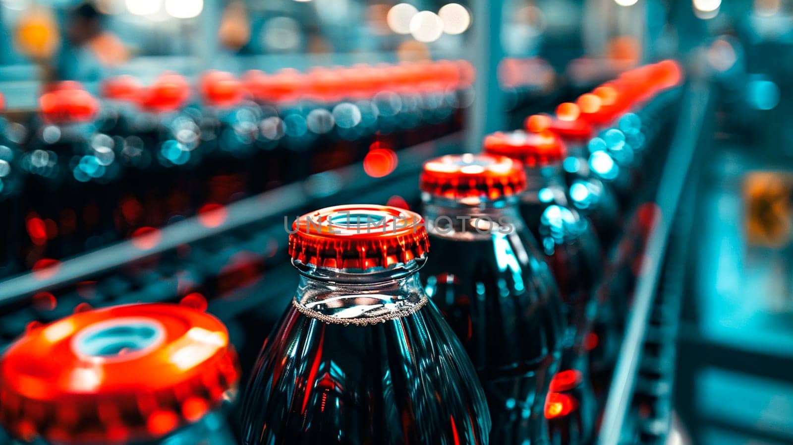 cola in the factory industry. Selective focus. drink.