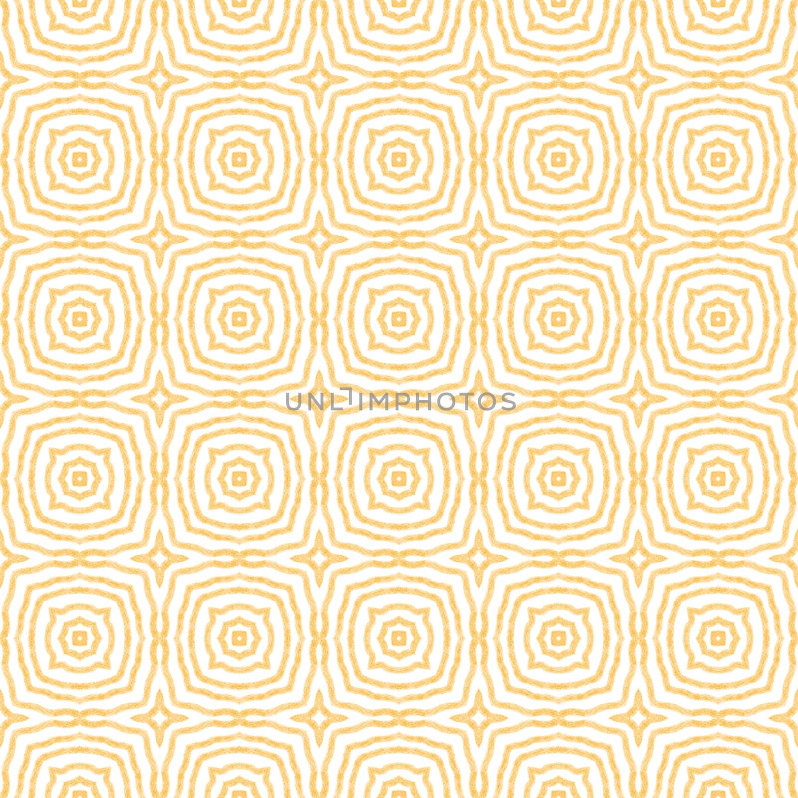 Exotic seamless pattern. Yellow symmetrical kaleidoscope background. Textile ready splendid print, swimwear fabric, wallpaper, wrapping. Summer swimwear exotic seamless design.