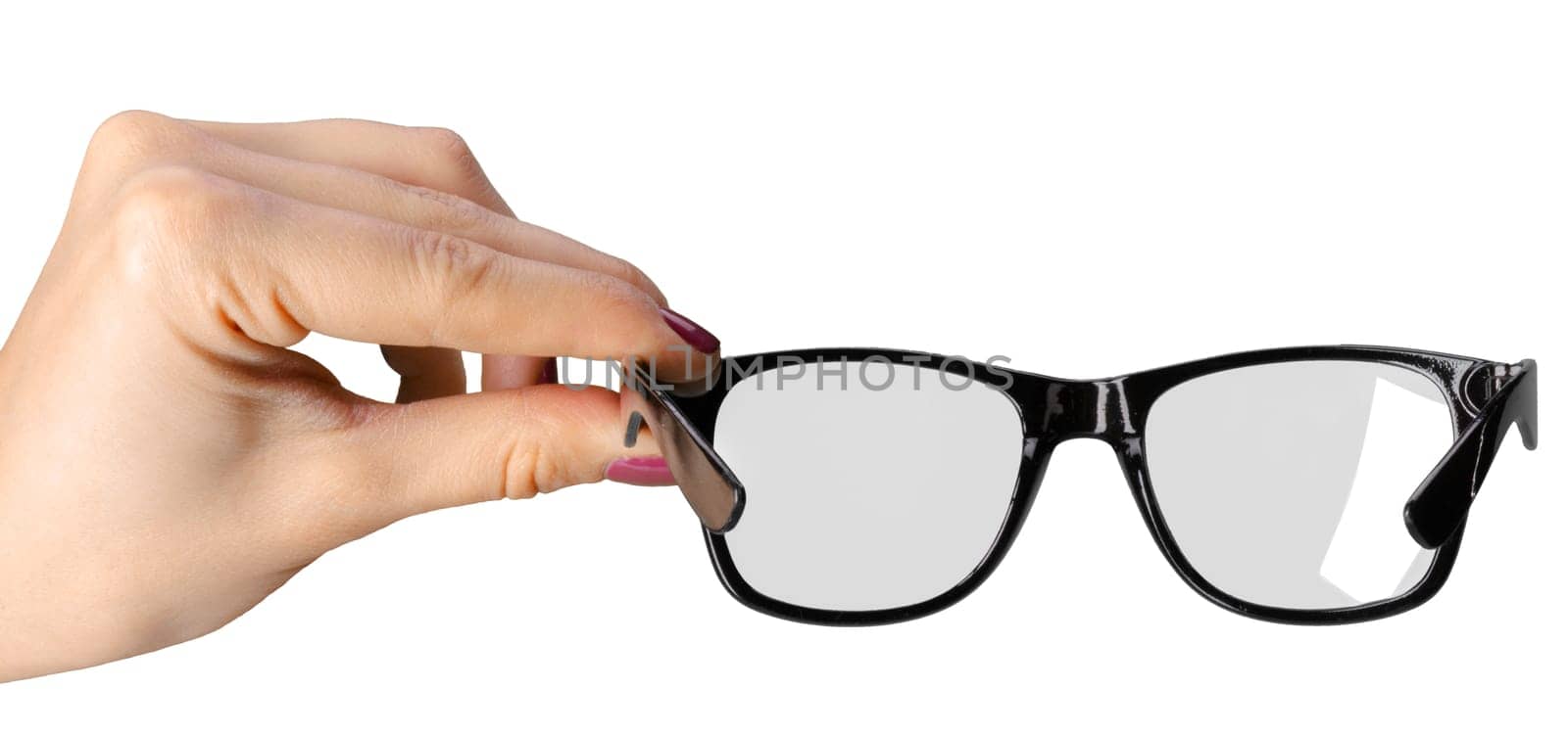 hand holding Eye Glasses Isolated on White background