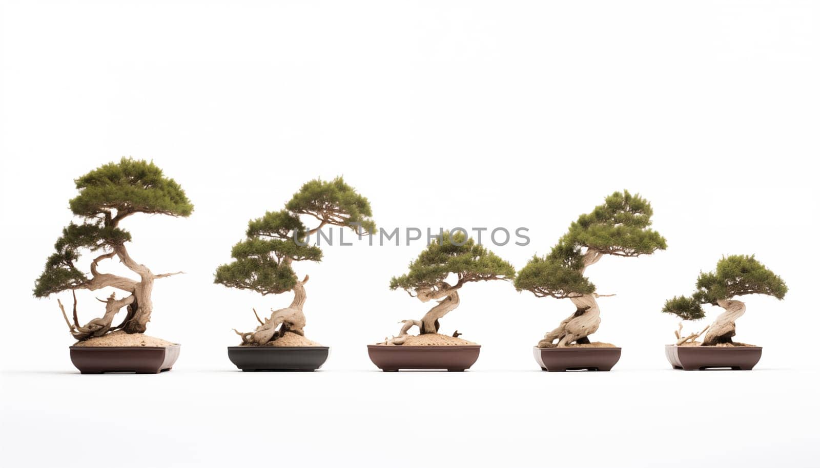Bonsai trees on white background isolated. High quality photo