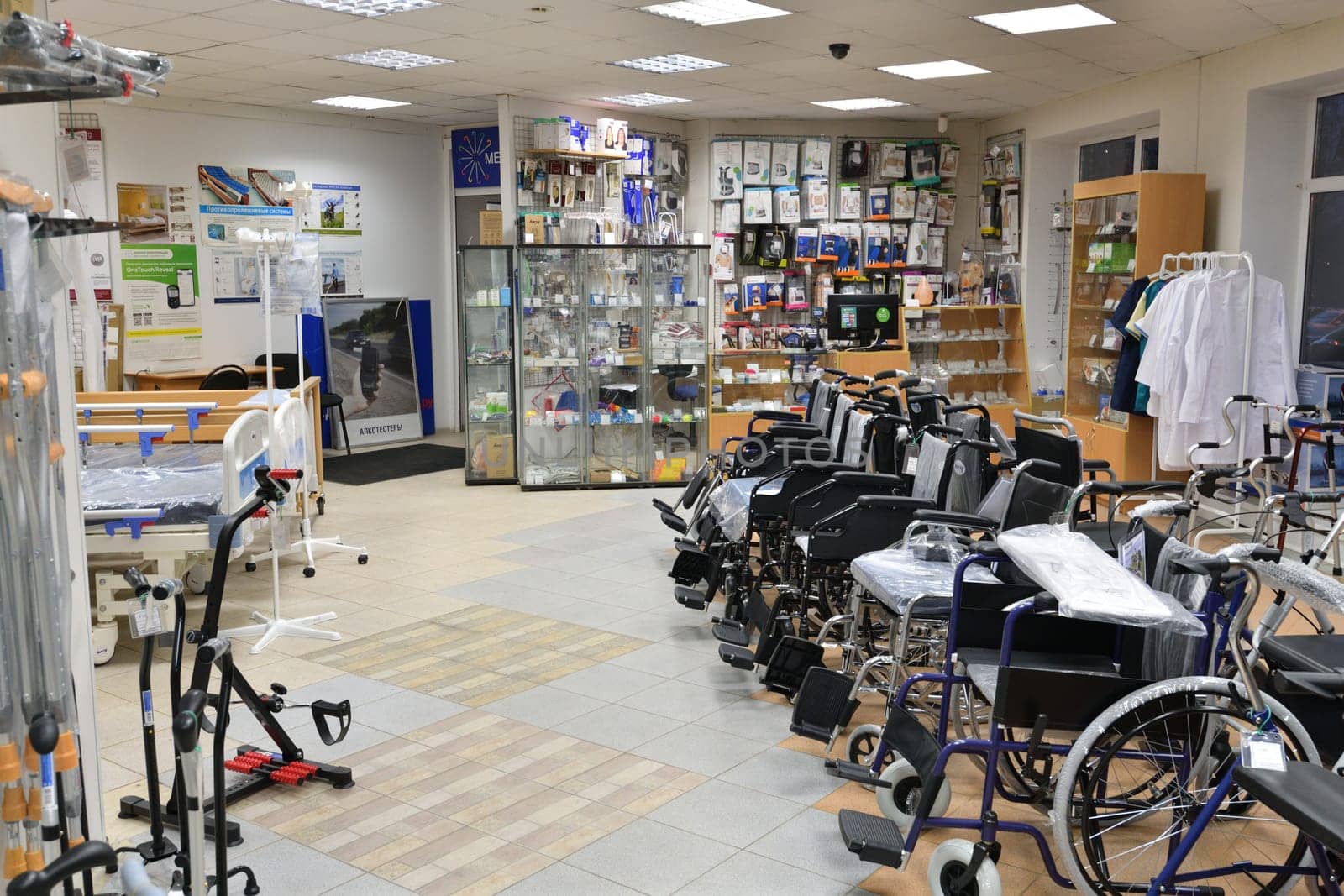 Moscow, Russia - Mar 28. 2024. Interior of a medical store in Zelenograd by olgavolodina